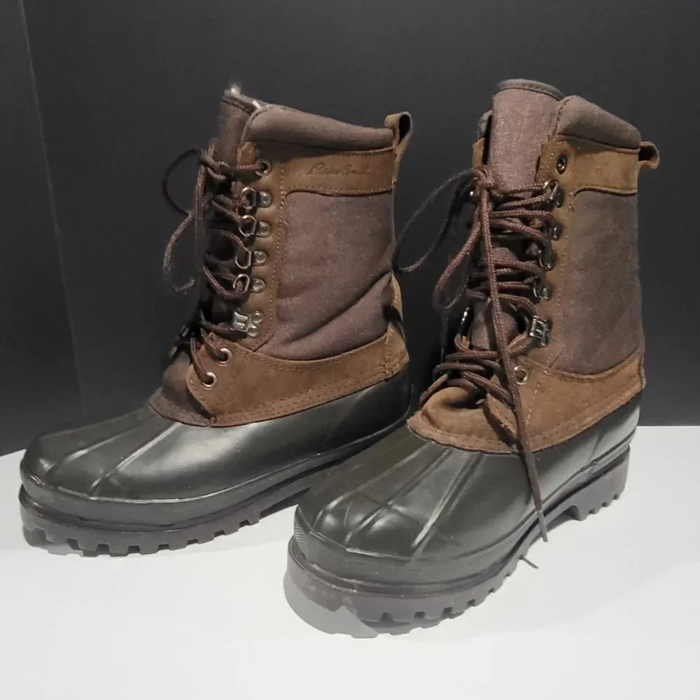 Eddie Bauer Men's Green & Brown Winter Snow Boots